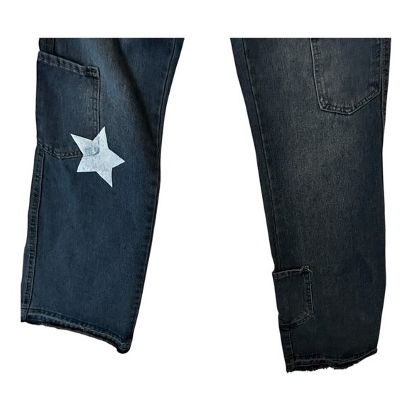Star Y2K Theme Wide Leg men's Blue Jeans Size ~26 Gives Muriel's Wedding Vibes - Picture 4 of 9